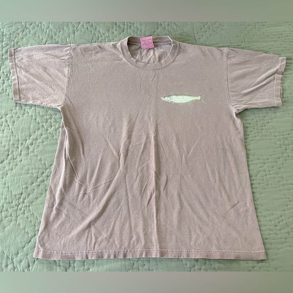 Vintage Anvil Authentic Pigment Mauve Tarpon Fish T-Shirt Medium 100% Cotton